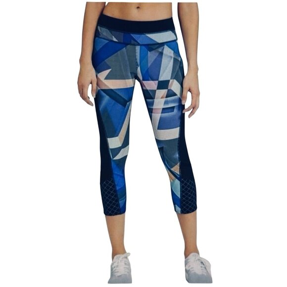 Athleta Electric Geometric Print Legging Blue Black Women's Size S - Picture 1 of 11